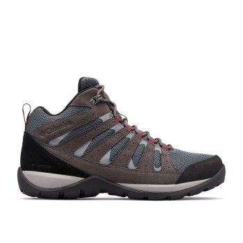 Columbia Redmond V2 Mid Waterproof, Botas De Montaña Grises Oscuro Rojos Para Hombre | 158403-AHU